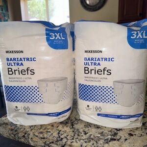 2 McKesson Unisex Adult Incontinence Ultra Bariatric Briefs Size 3XL Heavy 16ct